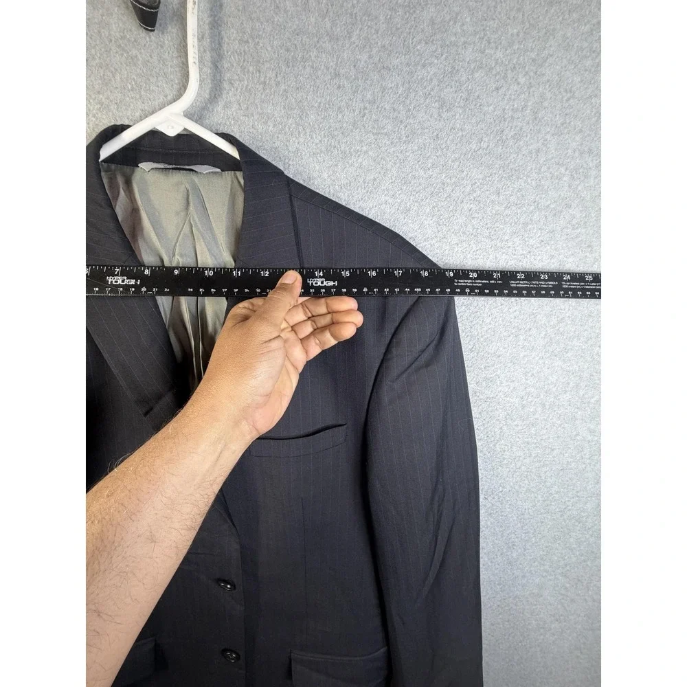 Pronto Suit Mens‎ 44R Black Pinstripe Wool Blend Two Piece Jacket Pants 38x28